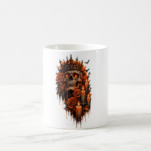 Gothic-Schädel-Krone Halloween-Dunkle Rosen Grusel Kaffeetasse