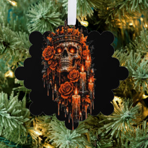 Gothic-Schädel-Krone Halloween-Dunkle Rosen Grusel Ornament Karte
