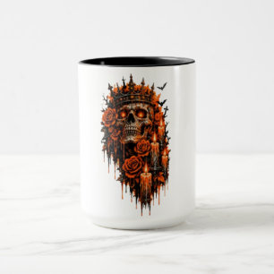 Gothic-Schädel-Krone Halloween-Dunkle Rosen Grusel Tasse