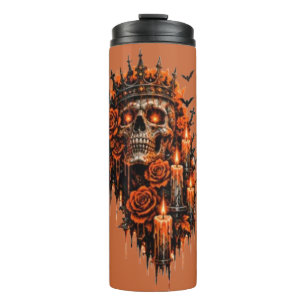 Gothic-Schädel-Krone Halloween-Dunkle Rosen Grusel Thermosbecher