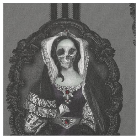 Gothic Schädel Lady Stoff (Nahaufnahme)