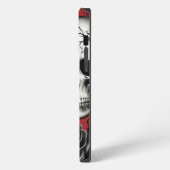 Gothic-Schädel mit schwarzer Rose  iPhone Hülle (Linke Seite)