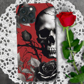 Gothic-Schädel mit schwarzer Rose  iPhone Hülle