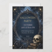 Gothic-Schädel-Mond-Halloween-Soiree Einladung (Vorderseite)