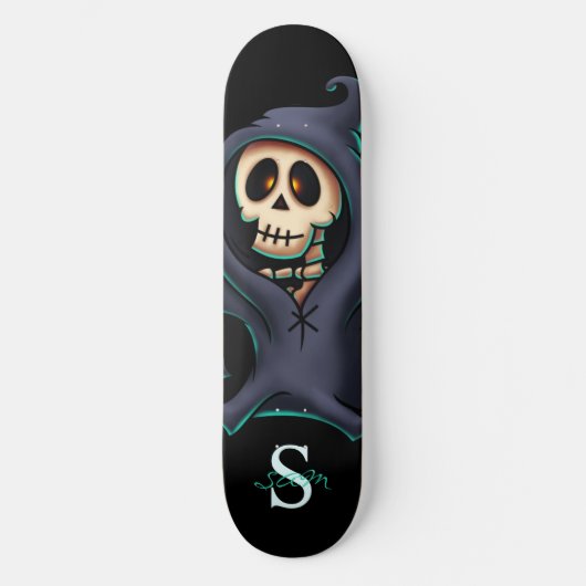 Gothic-Schädel-Monogramm-Thema Skateboard (Vorderseite)