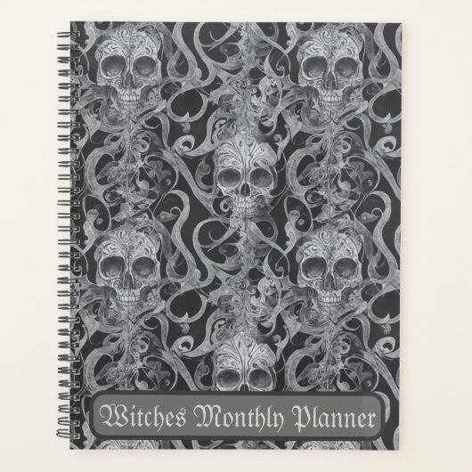 Gothic-Schädel-Muster-Hexen-Monatsplaner Planer (Vorderseite)