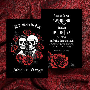 Gothic-Schädel-Paar mit Rosen Hochzeit Save The Date
