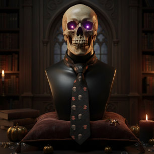 Gothic Schädel & Raben dunkles Halloween Krawatte