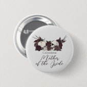 Gothic Schädel & Rose Hellgrau Hochzeitsfeier Button (Vorne & Hinten)