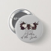 Gothic-Schädel & Rose Hellgraue Hochzeitsfeier Button (Vorne & Hinten)