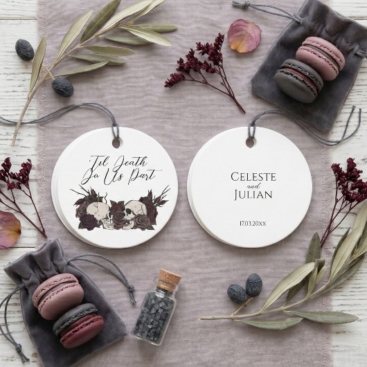 Gothic Schädel & Rose Rund Geschenkanhänger