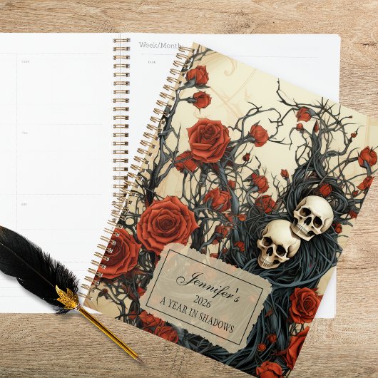 Gothic Schädel & Rosen Planer