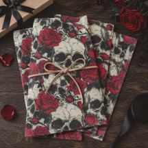 Gothic Schädel & Rote Rosen Dunkle Romantik