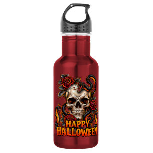 Gothic-Schädel-Schlangen-Halloween-Tasse – Gruseli Edelstahlflasche