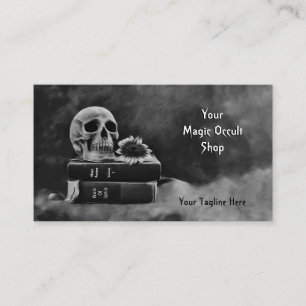 Gothic-Schädel Schwarz-Weiß-Grau Vintage-Bücher Visitenkarte