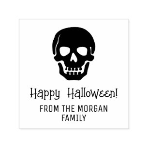 Gothic-Schädel-Silhouette Frohes Halloween Name Permastempel