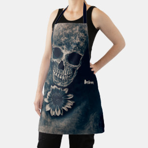 Gothic-Schädel-Sonnenblume Vintage-Antik Schürze