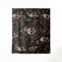 Gothic-Schädel- und Blumendesign – Vintage-Romanti