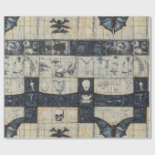 Gothic-Schädel- und Fledermaus-Denim-Collage Geschenkpapier (Flach)