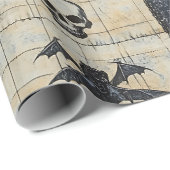 Gothic-Schädel- und Fledermaus-Denim-Collage Geschenkpapier (Rolleneckpunkt)