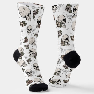 Gothic Schädel und Rosen Blumenmuster Socken