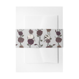 Gothic-Schädel- und Rosen-Hellgraue Hochzeits-Bauc Einladungsbanderole