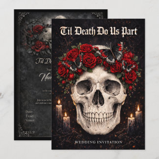 Gothic-Schädel-und-Rosen-Hochzeitseinladung Einladung