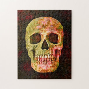 Gothic-Schädel Vintage Retro Rot Grün Gruselig Puzzle