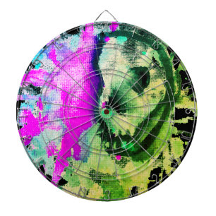 Gothic-Schädel-Wasserfarben-Halloween-Neon-Kunst Dartscheibe