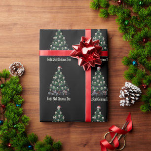 Gothic Schädel Weihnachtsbaum   Alternative Grusel Geschenkpapier