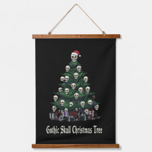 Gothic Schädel Weihnachtsbaum Alternative Grusel Wandteppich Mit Holzrahmen