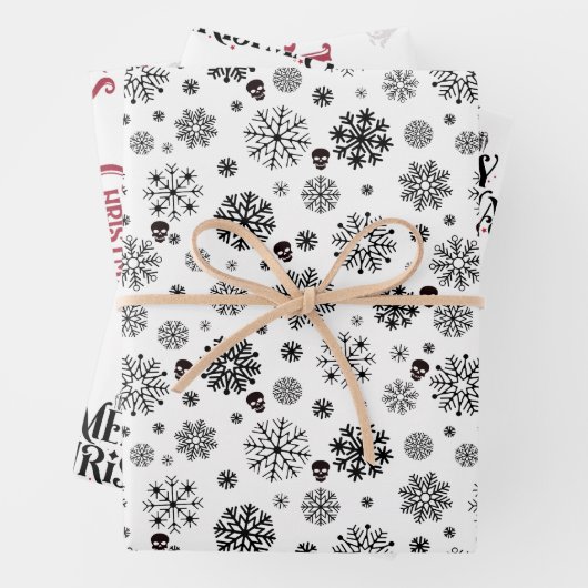 Gothic Schädel Weihnachtswrapping Paper Geschenkpapier Set (Beispiel)