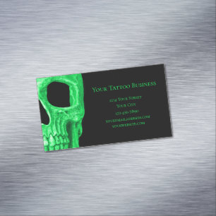 Gothic-Schädelkopf grün Neon-Schwarz-Tätowierungss Magnetische Visitenkarte