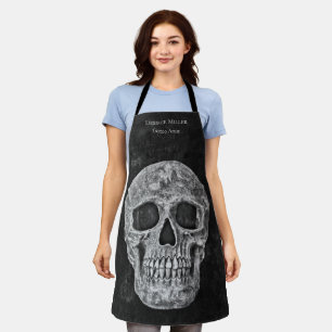Gothic-Schädelkopf-Schwarz-Weiß-Tätowierungsshop Schürze