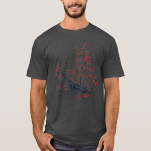 Gothic-Schiff mit scharlachroten Segeln T-Shirt