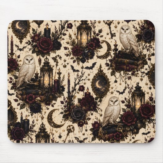 Gothic Schleiereulen-Mauspad Mousepad (Vorne)