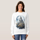 Gothic-Schloss Halloween-Kunst Sweatshirt (Vorne ganz)