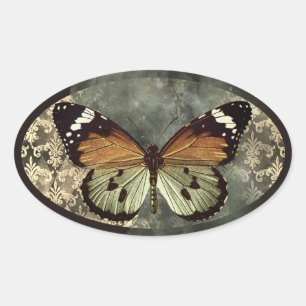 Gothic Schmetterling Ovaler Aufkleber