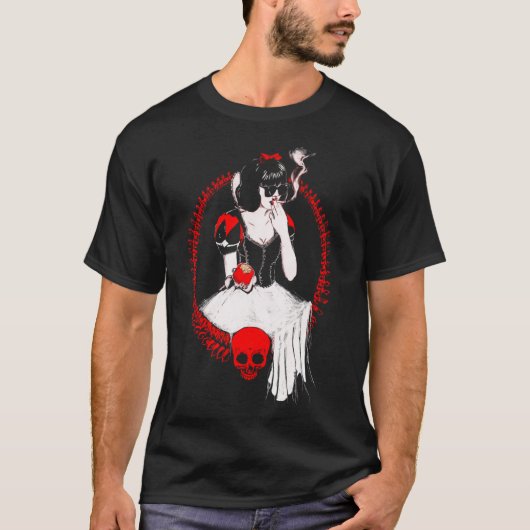 Gothic Schneewittchen raucht - Dunkler Kunstdruck T-Shirt (Vorderseite)