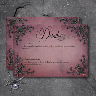 Gothic Schwarz & Burgunder Filigree-Herz-Details Begleitkarte