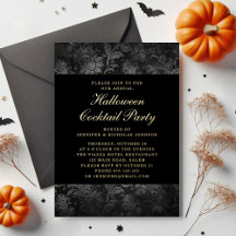 Gothic Schwarz Damast Halloween Cocktail Gold