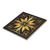 Gothic Schwarz und Gold Blumen-Sonnenstrahl Fliese (Seite)