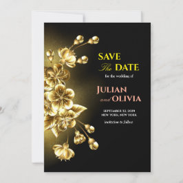 Gothic Schwarz und Gold Save-the-Date-Karte Einladung