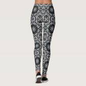Gothic Schwarz-weiß 8 spitze Sterne geometrische G Leggings (Rückseite)