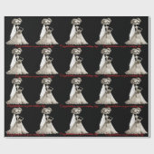Gothic Schwarz-weiß Bride Roter Text Geschenkpapier (Flach)