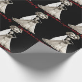 Gothic Schwarz-weiß Bride Roter Text Geschenkpapier (Ecke)