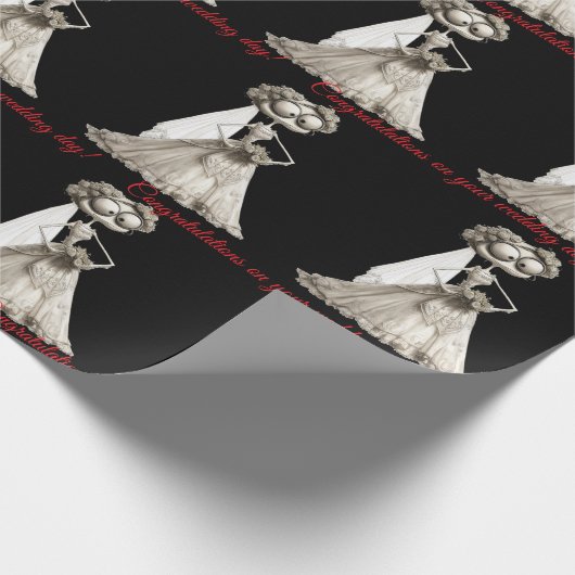 Gothic Schwarz-weiß Bride Roter Text Geschenkpapier (Ecke)