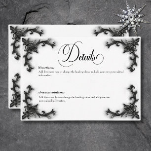 Gothic Schwarz & Weiß Filigree Herz Details Begleitkarte