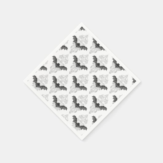 Gothic-Schwarz-weiß-Fledermaus Serviette (Ecke)
