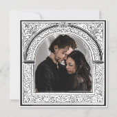 Gothic Schwarz-weiß Mittelalter bis Tod Foto Save The Date (Rückseite)